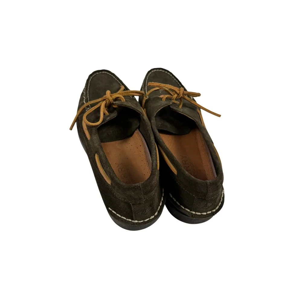 Sperry Top-Sider Authentic Original 2-Eye Ripple Olive Green Suede Boat Shoes 9